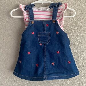 Mayoral Newborn Denim Jumper Dress Set | Size 1–2 Months (60 cm)